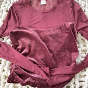 Wild Fable Velvet Long Sleeve Top - Deep Red